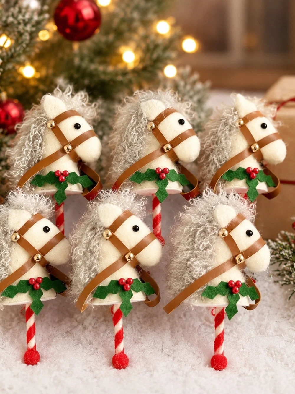 6-Count White Carousel Horse Christmas Tree Ornaments Target Brand (2025) NEW